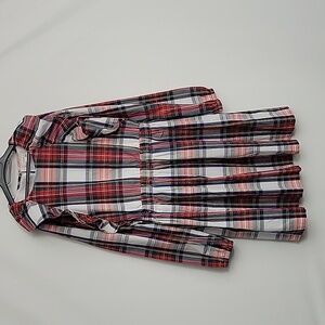 NWT J. Crew Girls Tartan Plaid Ruffle Shoulder Long Sleeve Dress Size 14